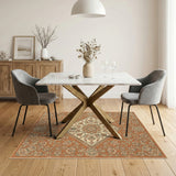 Orange Vintage Floral Medallion Area Rug