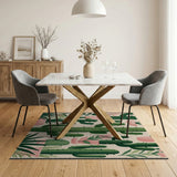 Whimsical Potted Cactus Garden Area Rug