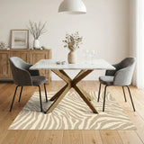 Beige Wavy Zebra Abstract Area Rug