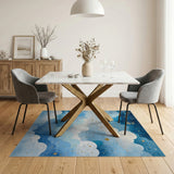 Starry Night Clouds Blue Area Rug