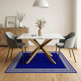 Navy Blue Southwestern Border Rug