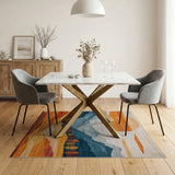 Abstract Sunset Over Layered Mountains Area Rug