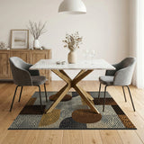 Modern Geometric Brown Tan Geometric Modern Area Rug