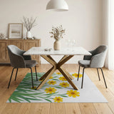 Sunny Yellow Daisy Meadow Area Rug