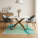 Teal Mint Abstract Arcs Area Rug