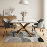 Modern Curved Abstract Grey Area Rug