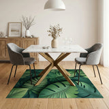 Layered Monstera Leaves Green Area Rug