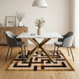 Geometric Maze Brown Area Rug
