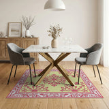 Traditional Persian Elegant Pink Floral Persian Area Rug