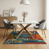 Bold Geometric NYC Skyline Area Rug