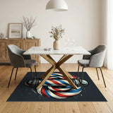 Barber Pole Swirl Red Blue Area Rug