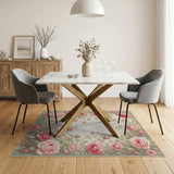 ODIKA Washable Vintage Pink Rose Floral Rug - Low Pile, Non-Slip, Pet Friendly
