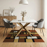 Layered Blocks Brown Tan Geometric Area Rug