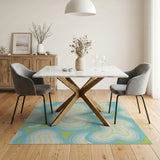 Teal Agate Swirl Abstract Area Rug