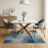 Navy Blue Abstract Geometric Area Rug