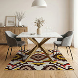 Southwestern Geometric Area Rug in Red Yellow Cream