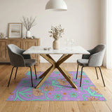 Vibrant Purple Hibiscus Floral Area Rug