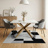 Bold Black White Geometric Geometric Modern Area Rug