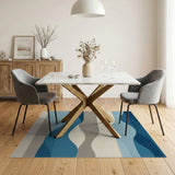 Abstract Blue Wave Layers Area Rug