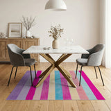 Vibrant Multi-Color Stripe Shag Rug