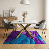 Purple Teal Plush Shag Abstract Rug