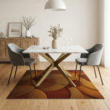 Overlapping Circle Shag Area Rug in Warm Orange Tones
