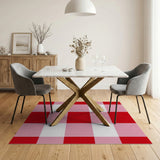 Vibrant Red Pink Checkered Area Rug