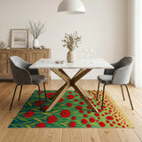 Vibrant Red Poppy Meadow Area Rug