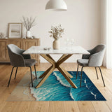 Dynamic Ocean Waves Crashing on Beach Area Rug