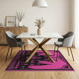 Gothic Cathedral Silhouette Pink Area Rug