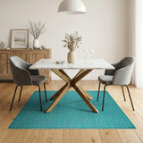 Blue and Teal Geometric Modern Teal Grid Geometric Area Rug