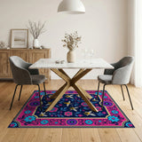 Whimsical Pink Bee Flower Area Rug