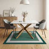 Deep Teal Green Abstract Area Rug
