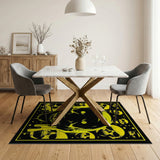 Dripping Yellow Skulls Black Area Rug