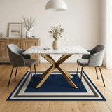 Navy Blue Framed Border Area Rug