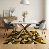 Modern Yellow Geometric Cube Area Rug