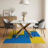 Vibrant Blue Yellow Geometric Block Area Rug