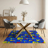 Vibrant Yellow Guitar Musical Notes Area Rug