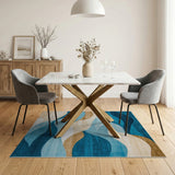 Blue Teal Abstract Wave Abstract Area Rug