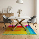 Multi-color and Patterns Vibrant Curved Geometric Multi-Color Area Rug