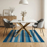 Navy and Light Blue Striped Area Rug