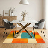 Color Block Geometric Teal and Orange Area Rug