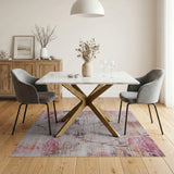 Blush Rose Floral Distressed Vintage Rug