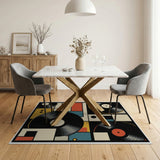 Geometric Vinyl Records Area Rug