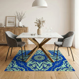 Intricate Navy Teal Persian Medallion Rug