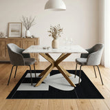White Heart Geometric Area Rug on Black