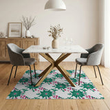 Green Green Starburst Floral Pattern Area Rug