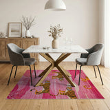 Playful Pink Tigers Landscape Rug