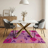 Vibrant Pink Poppy Floral Area Rug
