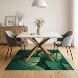 Green Lush Layered Monstera Leaves Green Area Rug